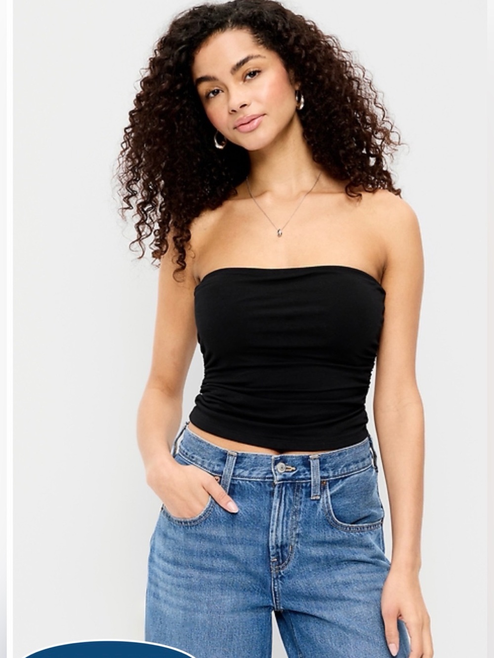 Old Navy Black Hug Double Layer Tube Top (Cropped & Ruched) - Women Plus (3X)
